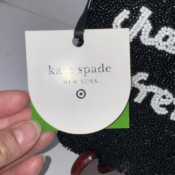 Kate Spade NY x Target CHAMPAGNE & FRENCH FRIES BLACK BEADED CLUTCH NEW NWT - Picture 2 of 6